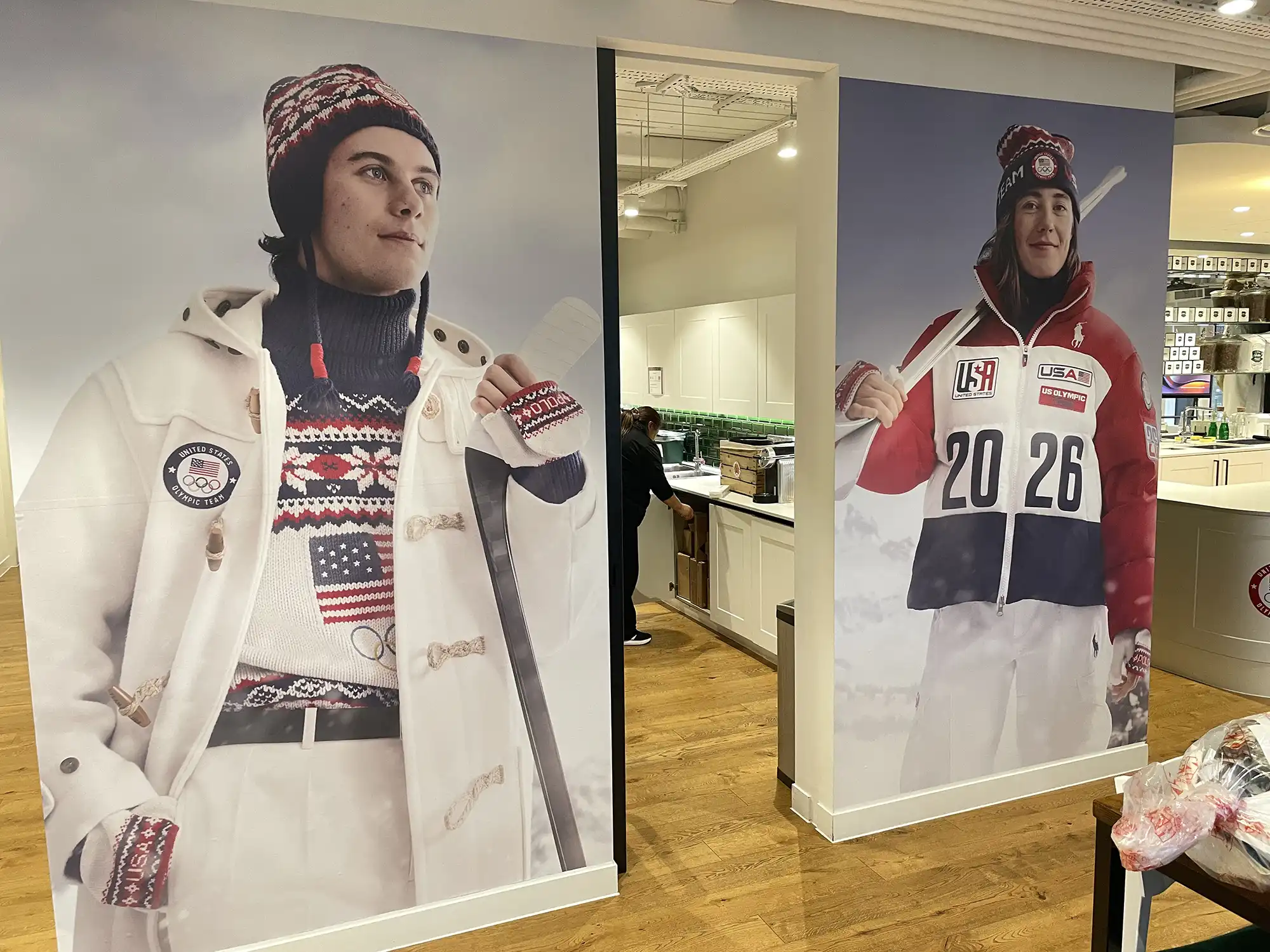 Pictures of man in skiing outfit.